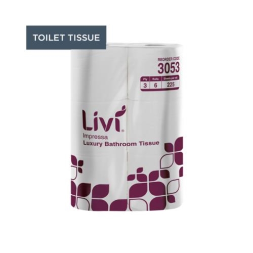 LIVI IMPRESSA 3Ply TOILET TISSUE UNWRAPPED 225s x 48rolls