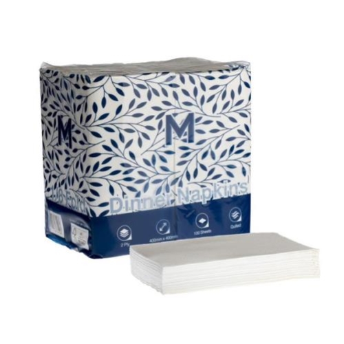 M-SERIES QUILTED DINNER NAPKINS 1/8FLD 2ply WHITE 800ctn