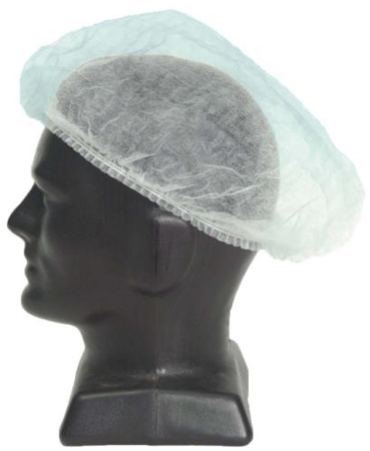 DISPOSABLE WHITE BOUFFANT CAP LARGE 24"/61cm 1000ctn