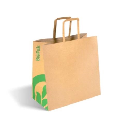 BIOPAK SMALL FLAT HANDLE KRAFT BAG 250cn