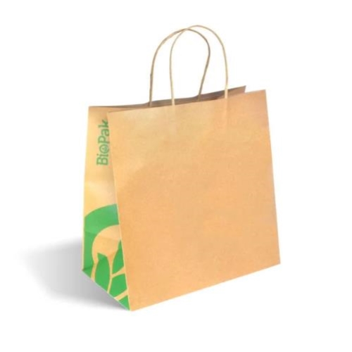 BIOPAK LARGE TWIST HANDLE KRAFT CARRY BAG 250cn